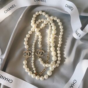 Authentic Chanel re-purposed long pearl necklace